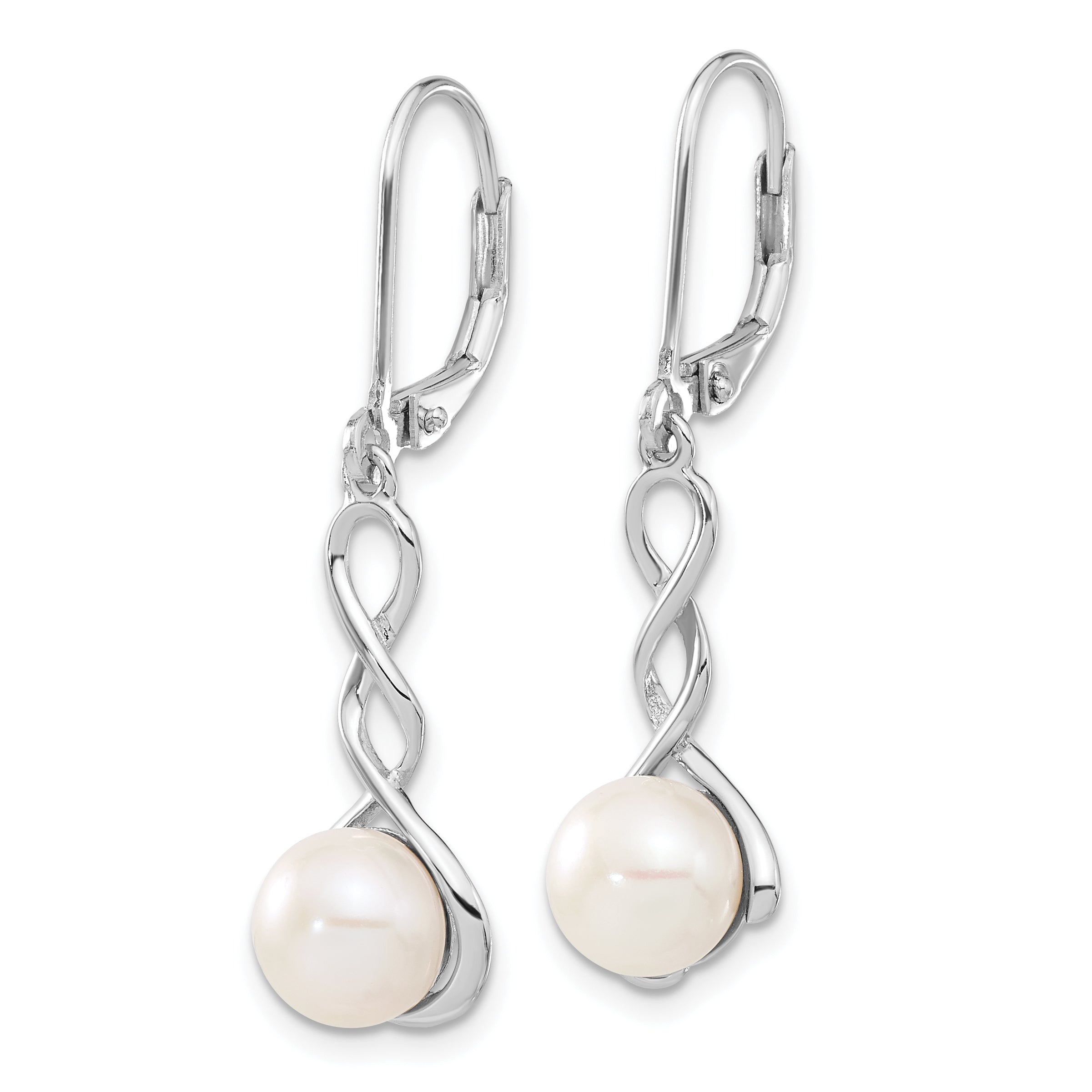 Sterling Silver Rhodium-plated 8-9mm White FWC Pearl Earring/Necklace Set