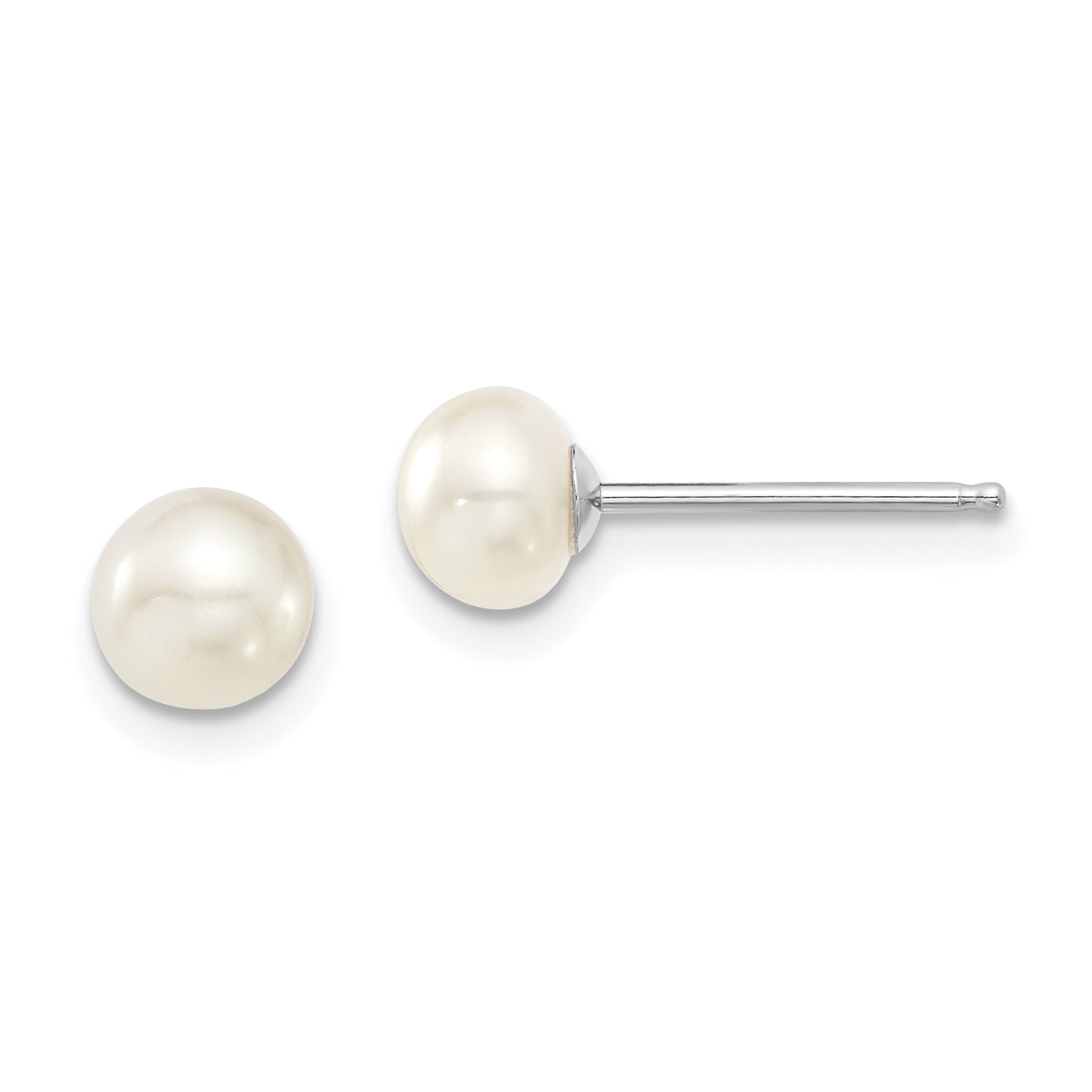 Sterling Silver Rhodium-plated 6-7mm White FWC Pearl Earring/Necklace Set