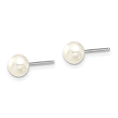 Sterling Silver Rhodium-plated 6-7mm White FWC Pearl Earring/Necklace Set