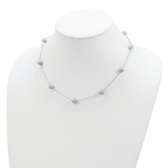 Sterling Silver RH 7-8mm Grey FWC Pearl 9 Station Necklace