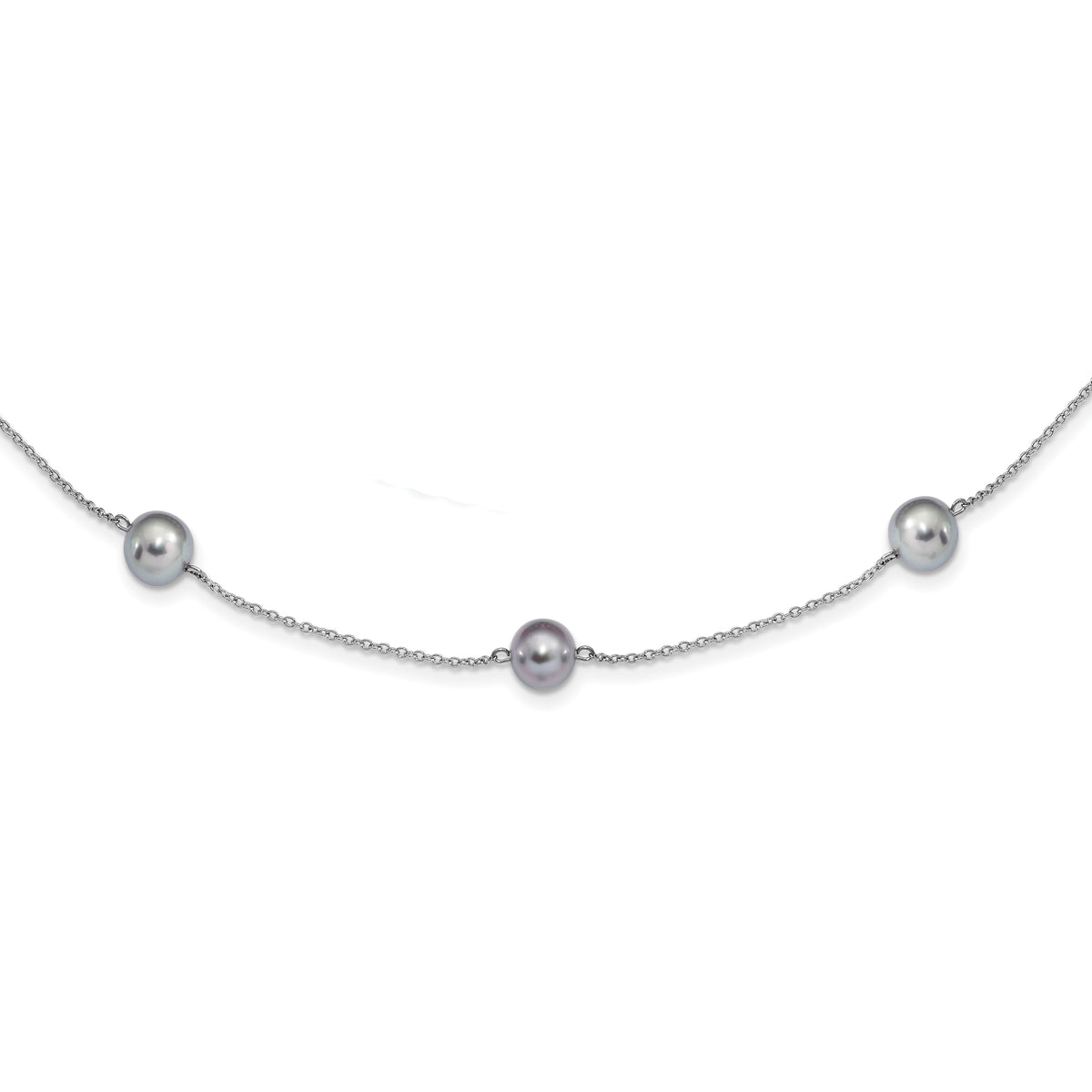 Sterling Silver RH 7-8mm Grey FWC Pearl 9 Station Necklace