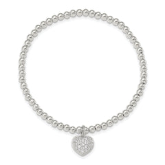 Sterling Silver CZ Heart Stretch Bracelet