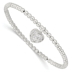 Sterling Silver CZ Heart Stretch Bracelet