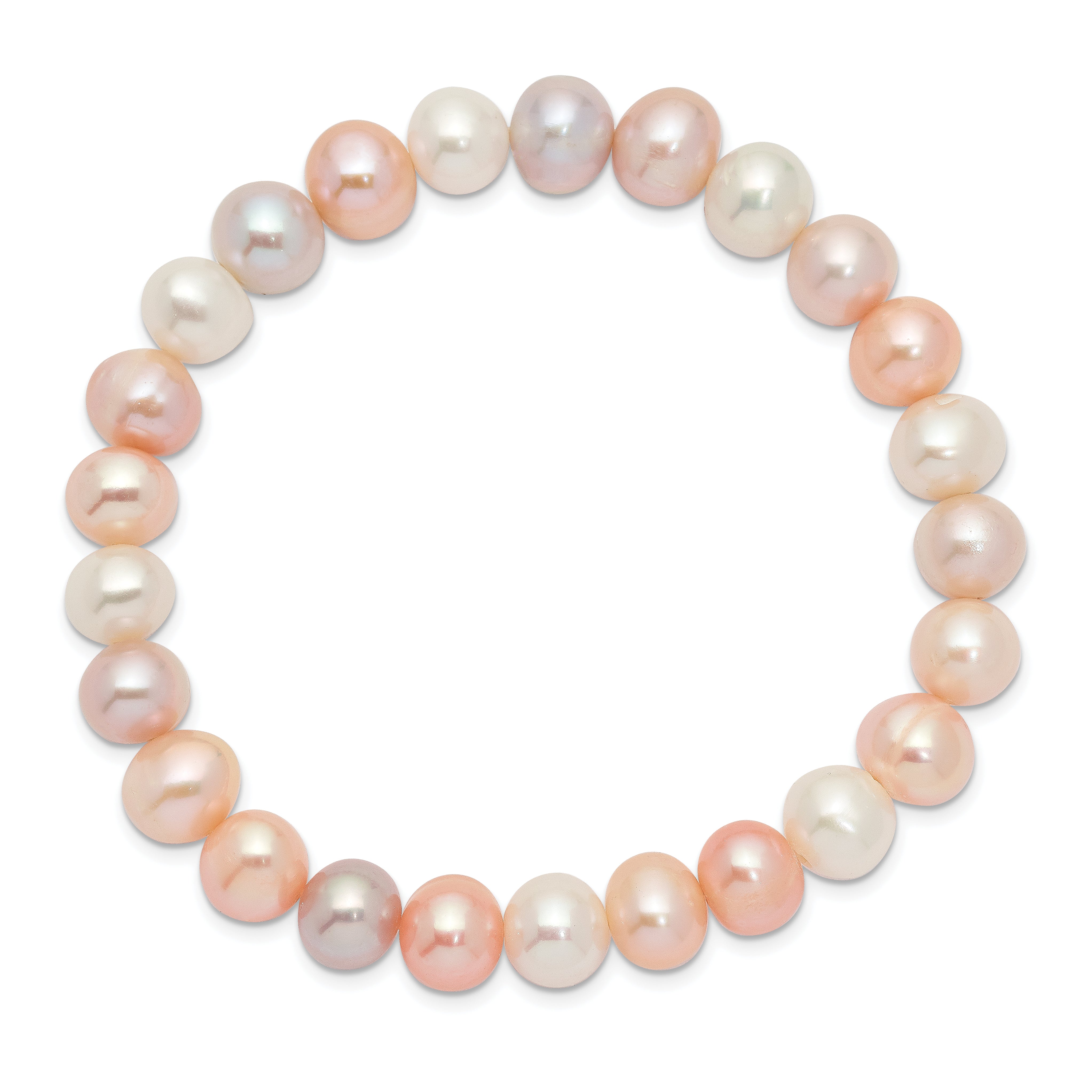 8-9mm FWC Pearl White/Pink/Purple Stretch Bracelet