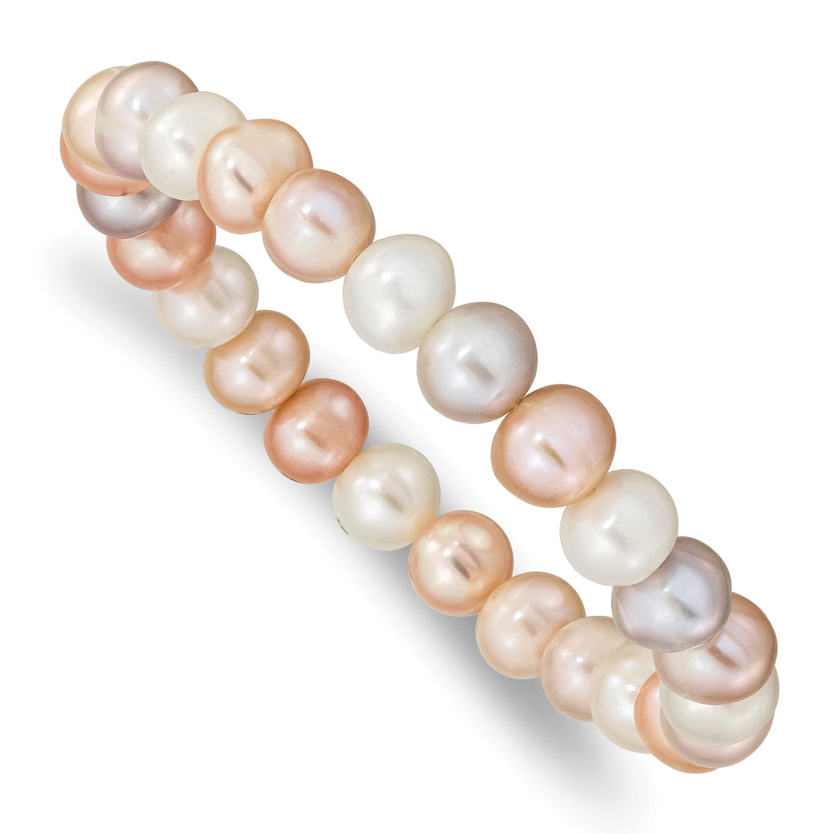 8-9mm FWC Pearl White/Pink/Purple Stretch Bracelet