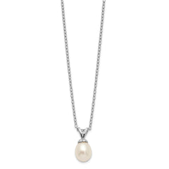 Sterling Silver Madi K Rhodium-plated Polished White Rice 6-7mm Freshwater Cultured Pearl Children's Necklace