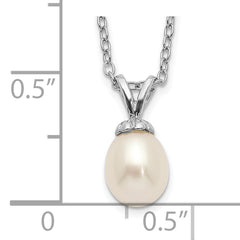 Sterling Silver Madi K Rhodium-plated Polished White Rice 6-7mm Freshwater Cultured Pearl Children's Necklace