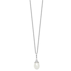 Sterling Silver Rhod-plat 8-9mm White FWC Pearl Necklace