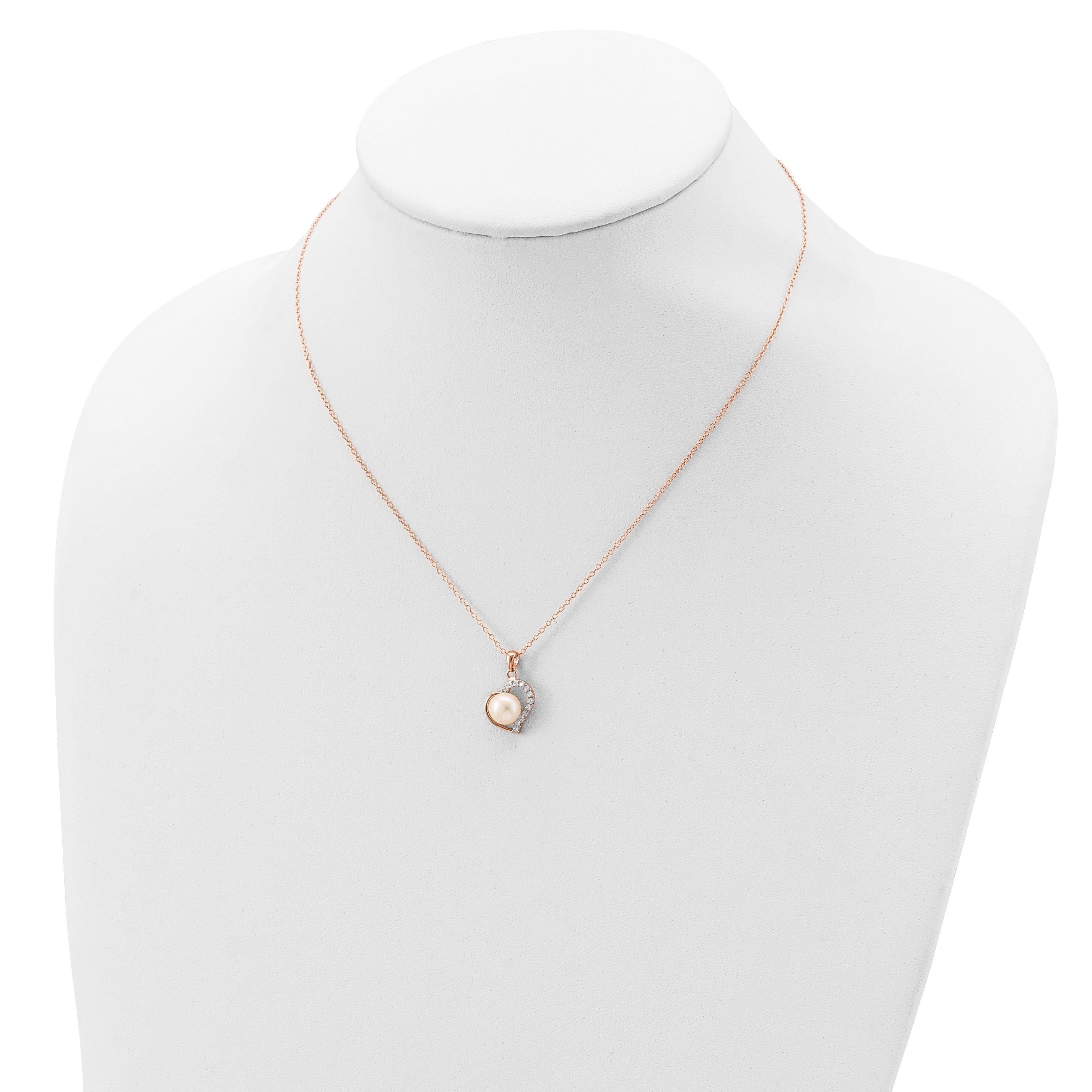 Sterling Silver Rose-tone 18k Flash-pl 7-8mm Button FWC Pearl Necklace