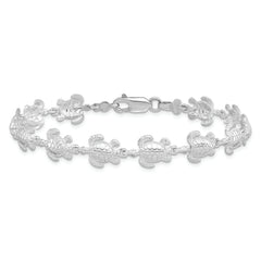 De-Ani Sterling Silver Rhodium-plated Polished Sea Turtle Bracelet