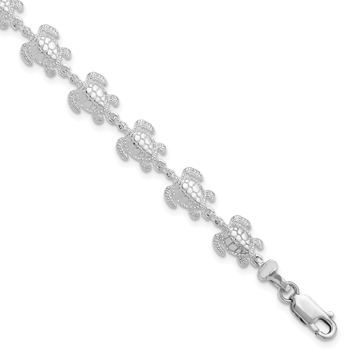 De-Ani Sterling Silver Rhodium-plated Polished Sea Turtle Bracelet