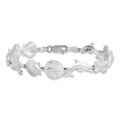 De-Ani Sterling Silver Rhodium-plated Polished Sea Life Bracelet