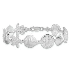 De-Ani Sterling Silver Rhodium-Plated Polished Turtle / Shell / Starfish / Clam Bracelet