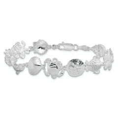 De-Ani Sterling Silver Rhodium-plated Polished Multi-Shell and Sealife Bracelet