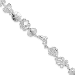 De-Ani Sterling Silver Rhodium-plated Polished Multi-Shell and Sealife Bracelet