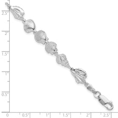 De-Ani Sterling Silver Rhodium-plated Polished Multi-Shell 7.25 inch Bracelet