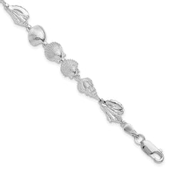 De-Ani Sterling Silver Rhodium-plated Polished Multi-Shell 7.25 inch Bracelet