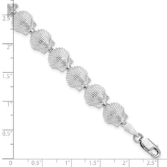 De-Ani Sterling Silver Rhodium-plated Polished Scallop Shell Bracelet