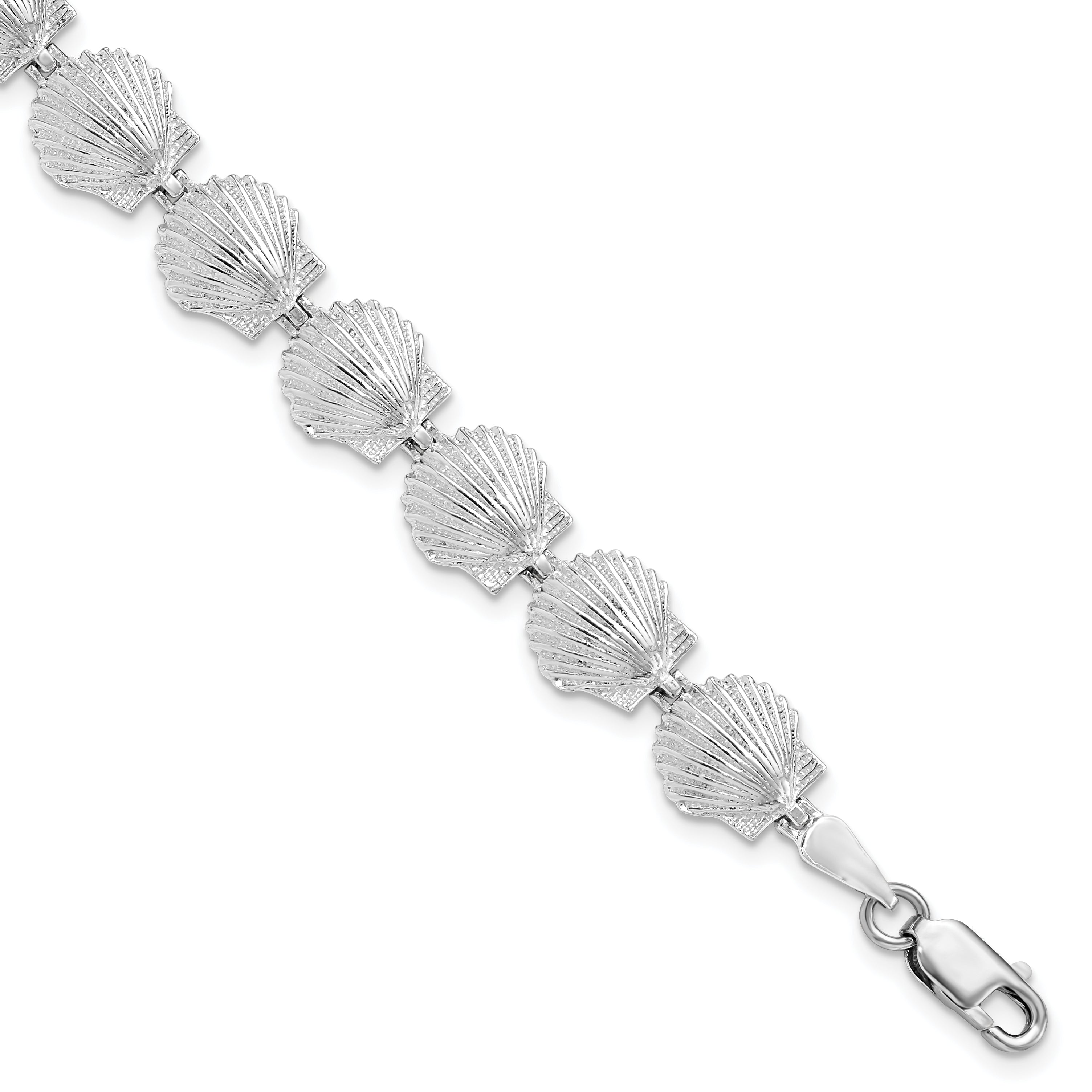 De-Ani Sterling Silver Rhodium-plated Polished Scallop Shell Bracelet