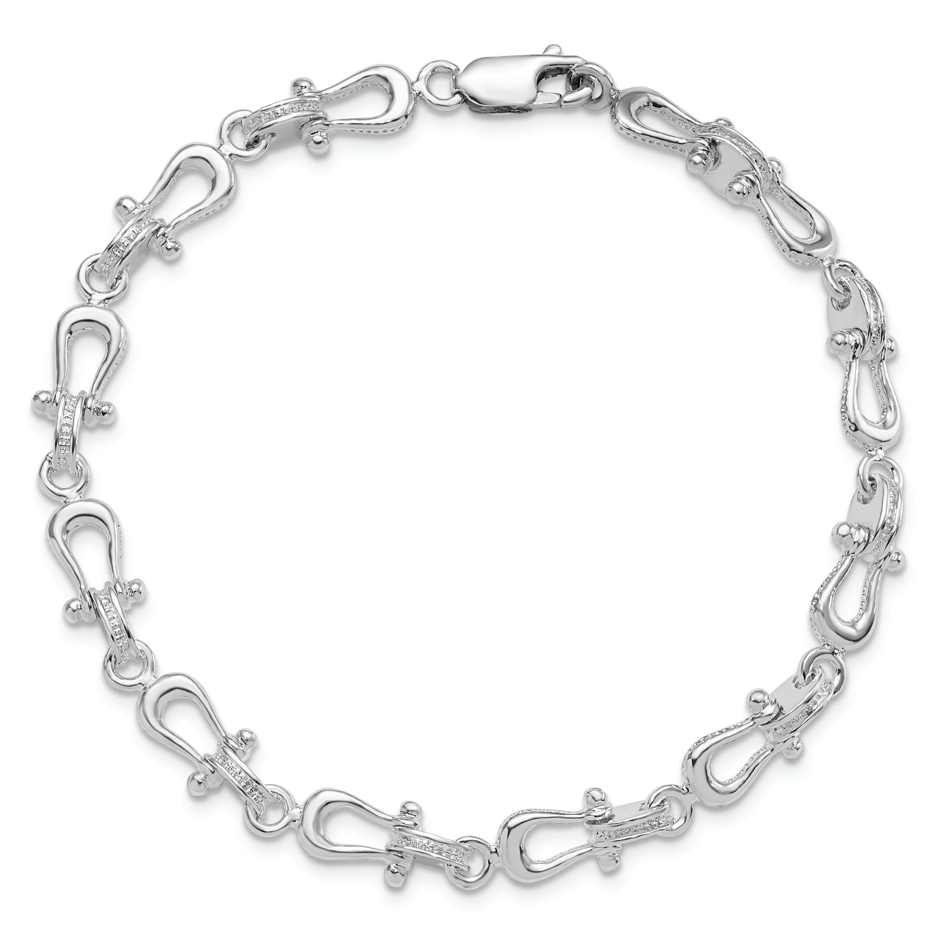 De-Ani Sterling Silver Rhodium-plated Polished and Textured Mariners Link Bracelet