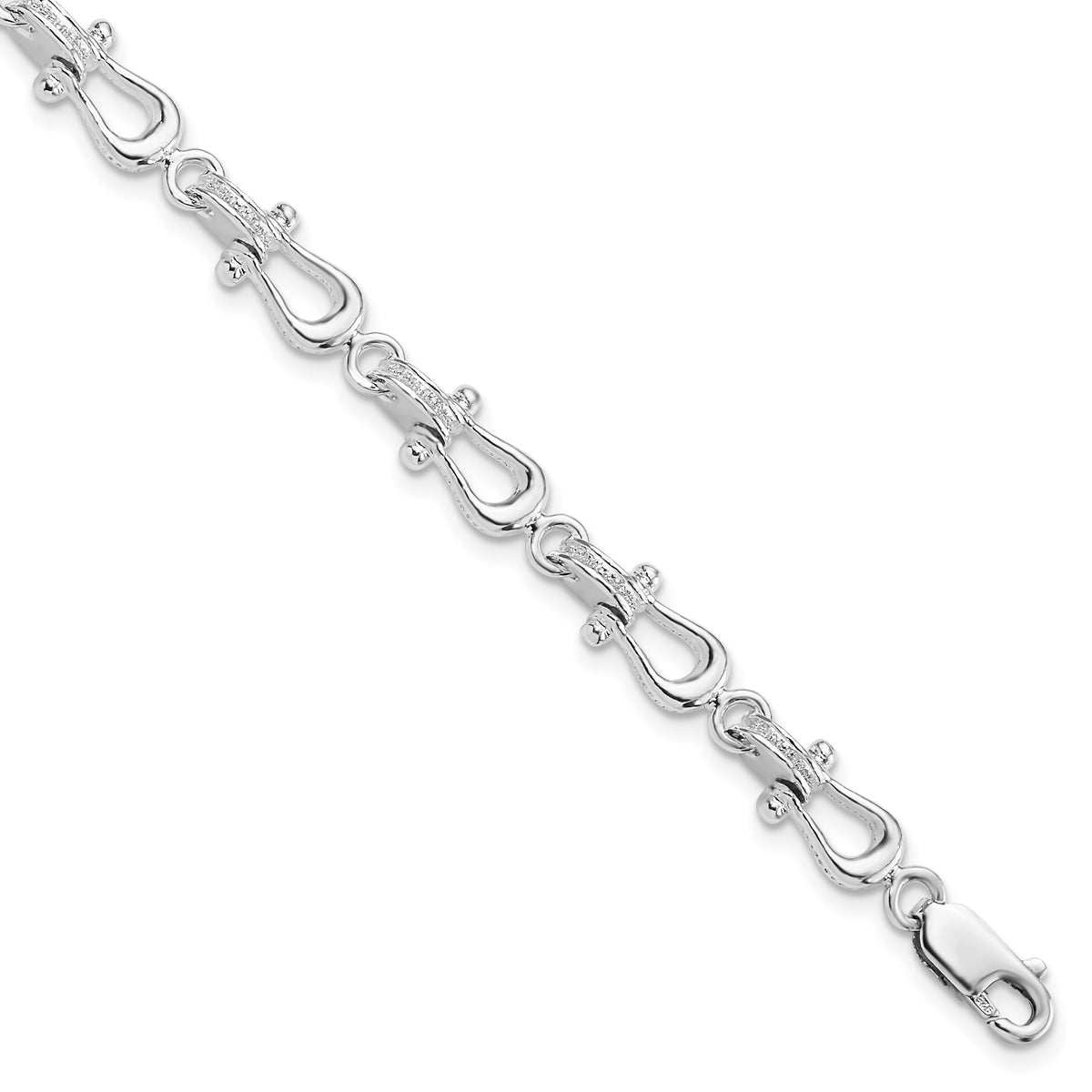 De-Ani Sterling Silver Rhodium-plated Polished and Textured Mariners Link Bracelet