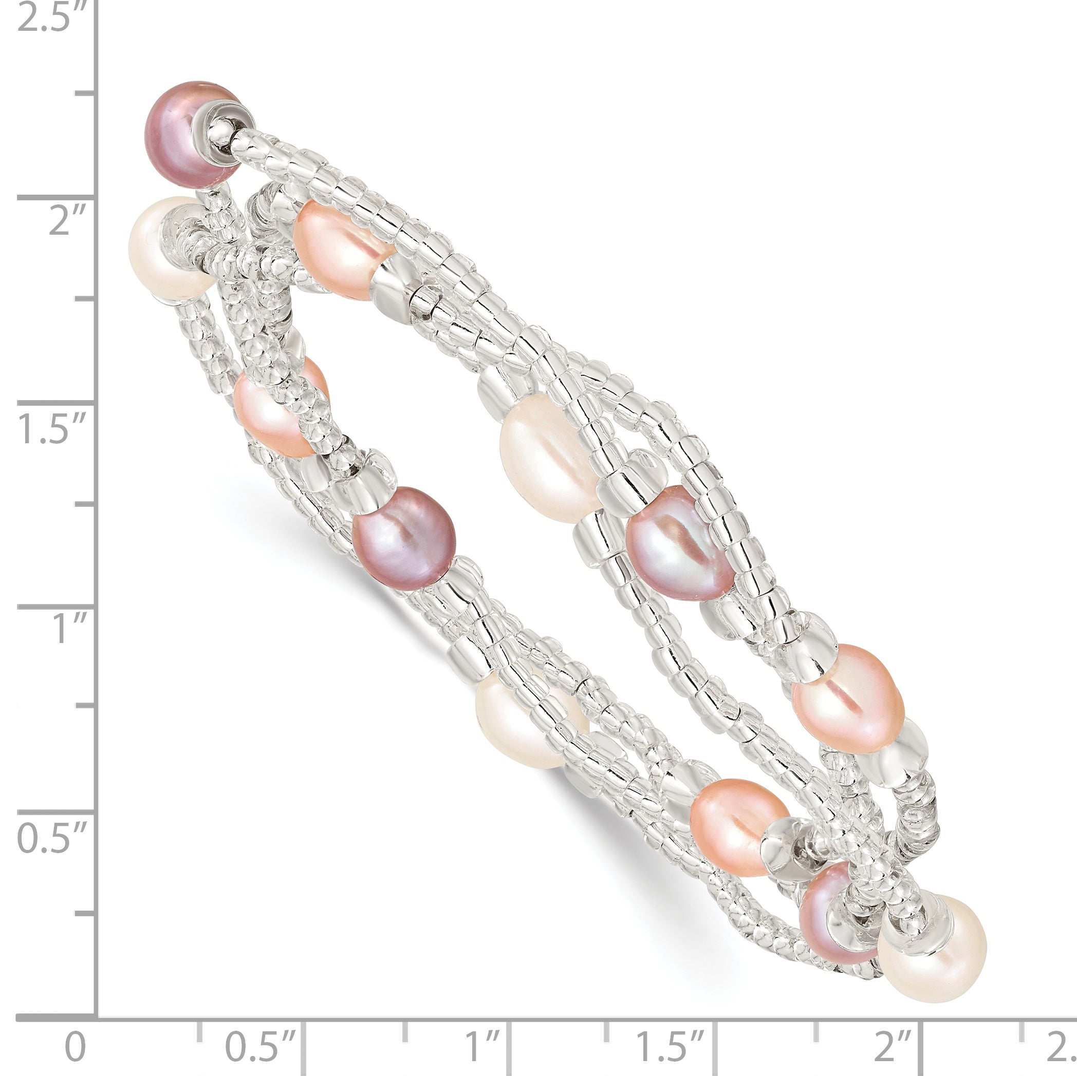 6-8mm White/Pink/Purple Rice Freshwater Cultured Pearl and Glass Bead Stretch 3-Bracelet Set