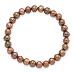 6-7mm Brown Semi-round Freshwater Cultured Pearl Stretch Bracelet