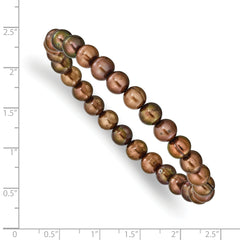 6-7mm Brown Semi-round Freshwater Cultured Pearl Stretch Bracelet