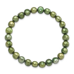 6-7mm Green Semi-round Freshwater Cultured Pearl Stretch Bracelet