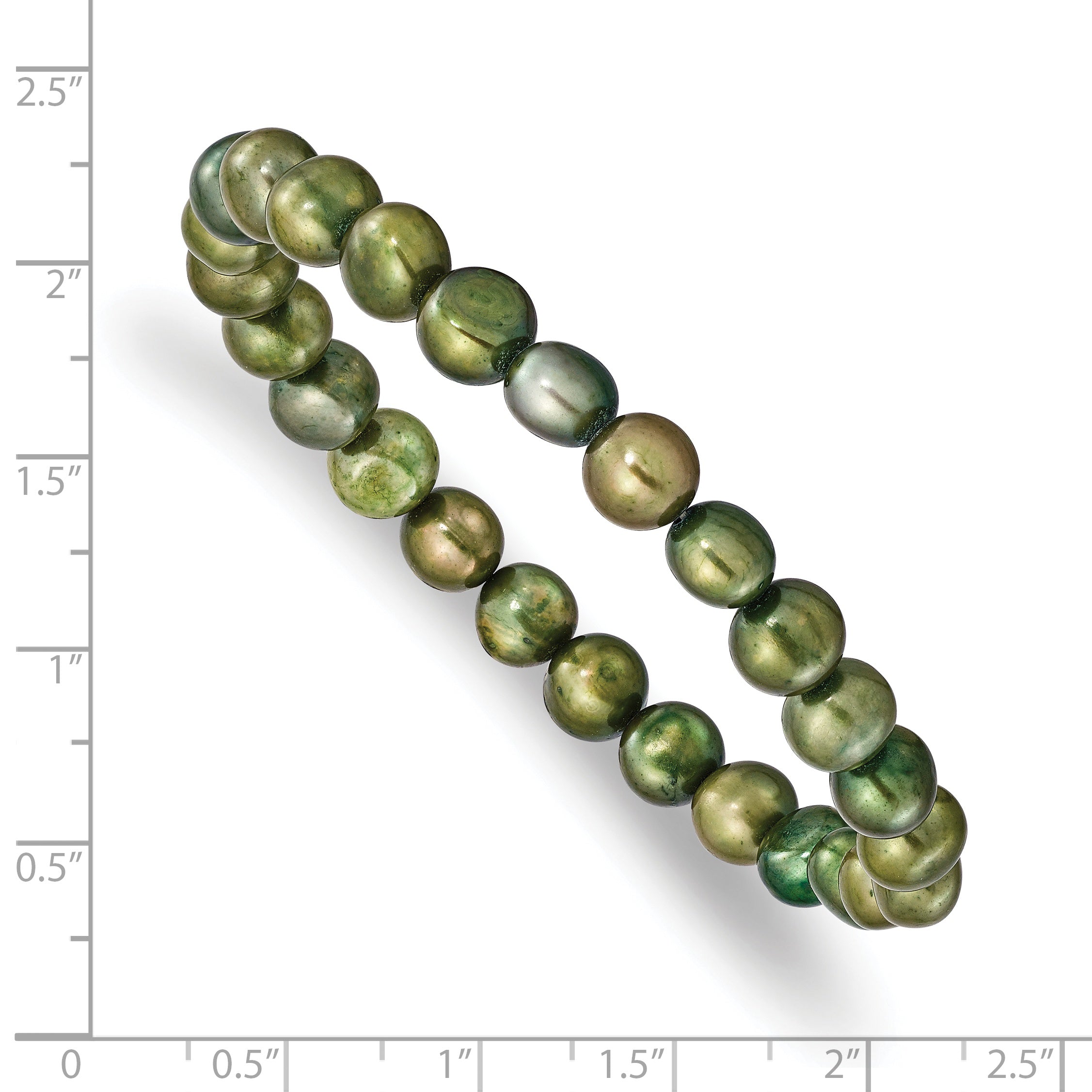 6-7mm Green Semi-round Freshwater Cultured Pearl Stretch Bracelet