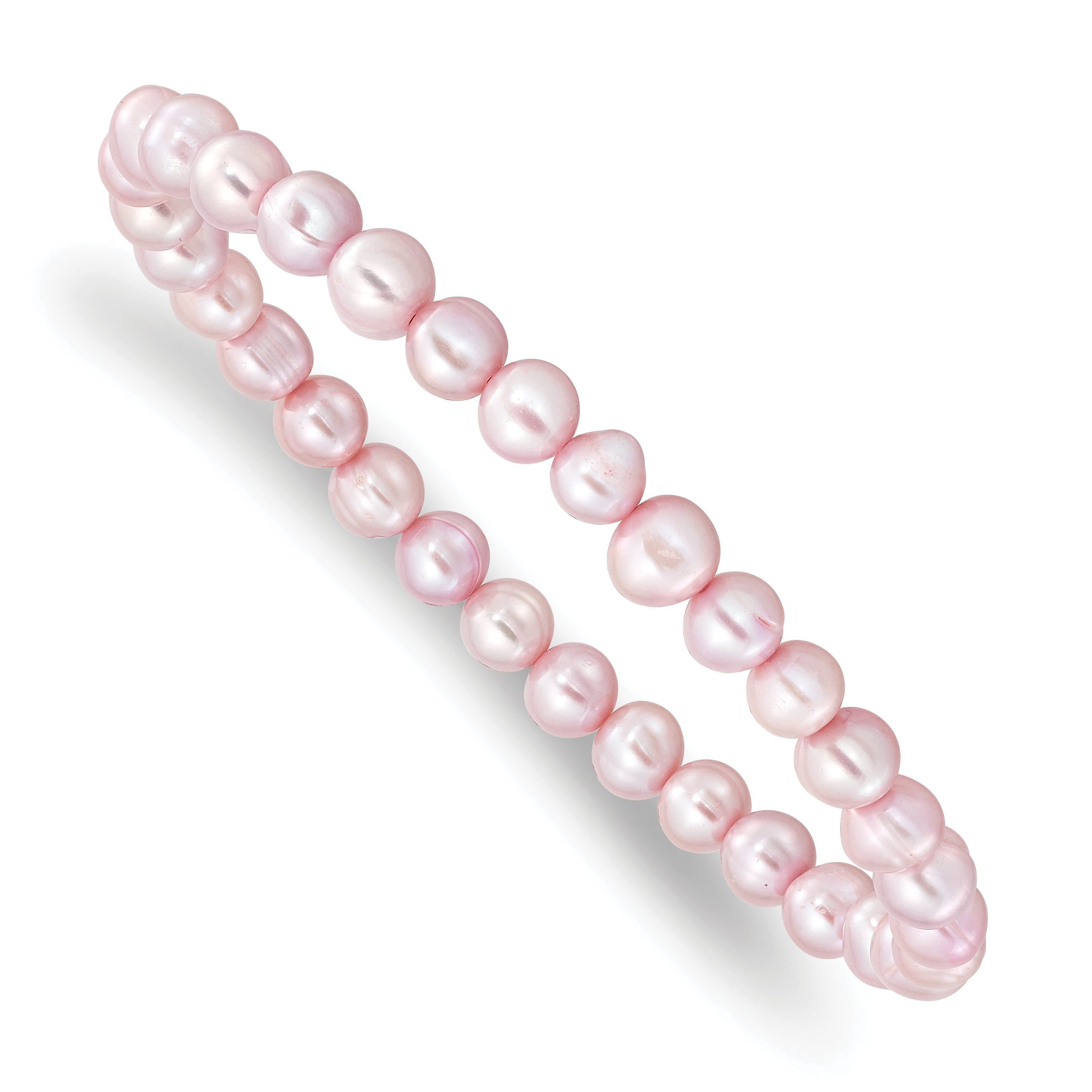 6-7mm Pink Semi-round Freshwater Cultured Pearl Stretch Bracelet