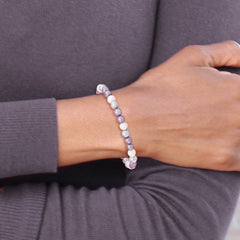 6-7mm White/Lavendar/Grey Semi-round FWC Pearl Stretch Bracelet