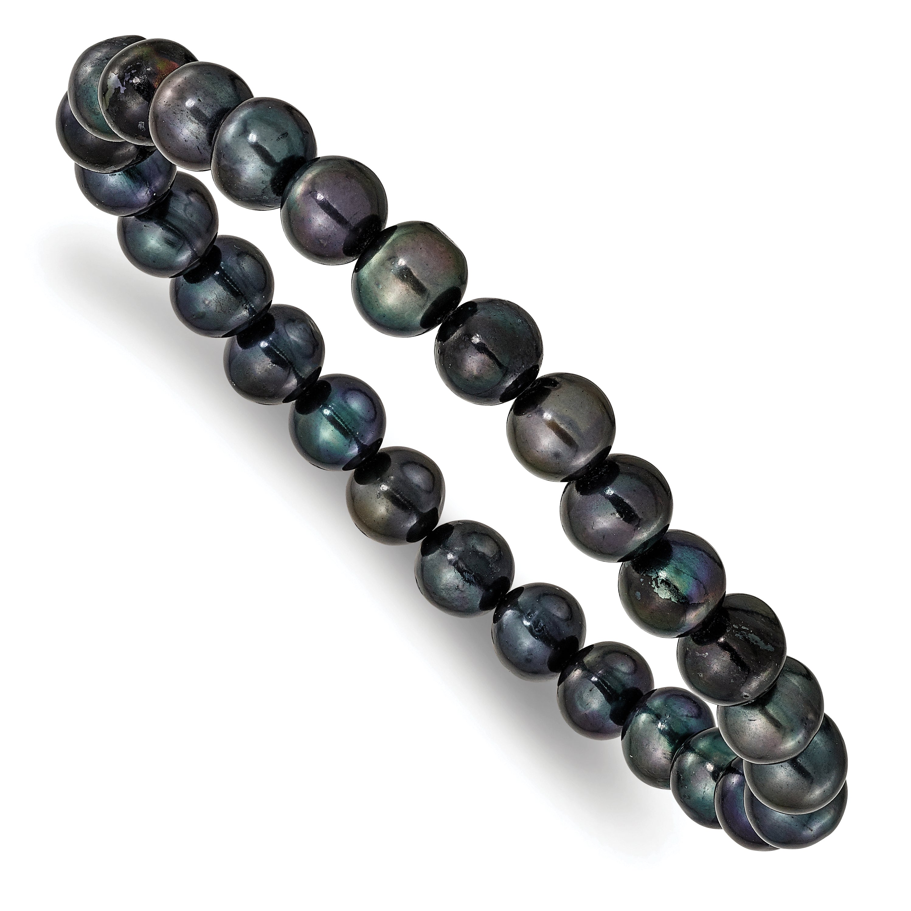 6-7mm Green/Grey/White/Black/Brown Freshwater Cultured Pearl Stretch 5-Piece Bracelet Set