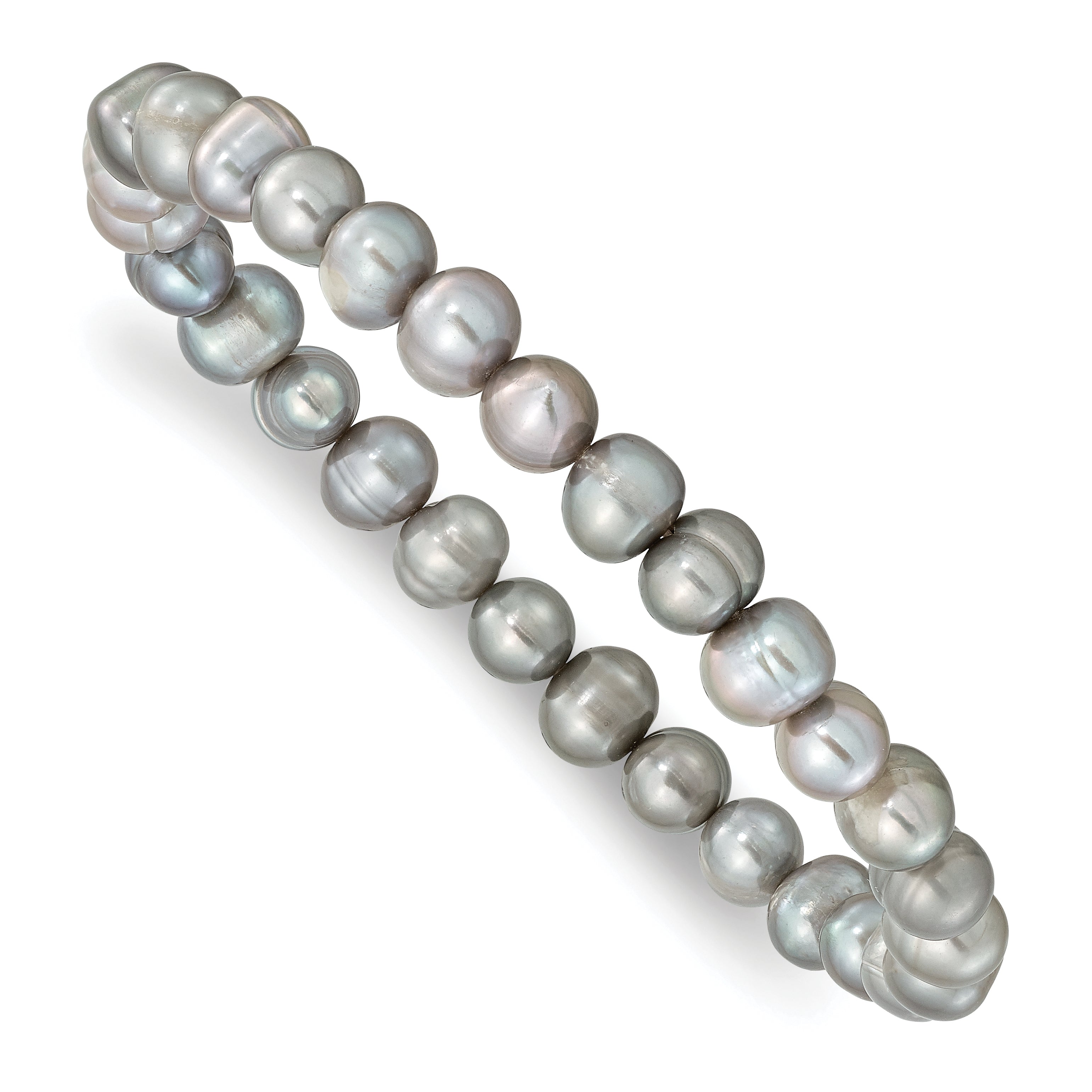 6-7mm Green/Grey/White/Black/Brown Freshwater Cultured Pearl Stretch 5-Piece Bracelet Set