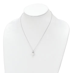 Sterling Silver Rhodium-plated CZ and Glass Bead Necklace