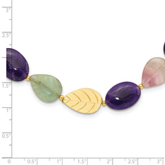 Sterling Silver Gold-plated Amethyst/Fluorite/Jade 2in ext. Necklace