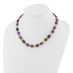 Sterling Silver Gold-plated Amethyst/Tourmaline 2in ext Necklace