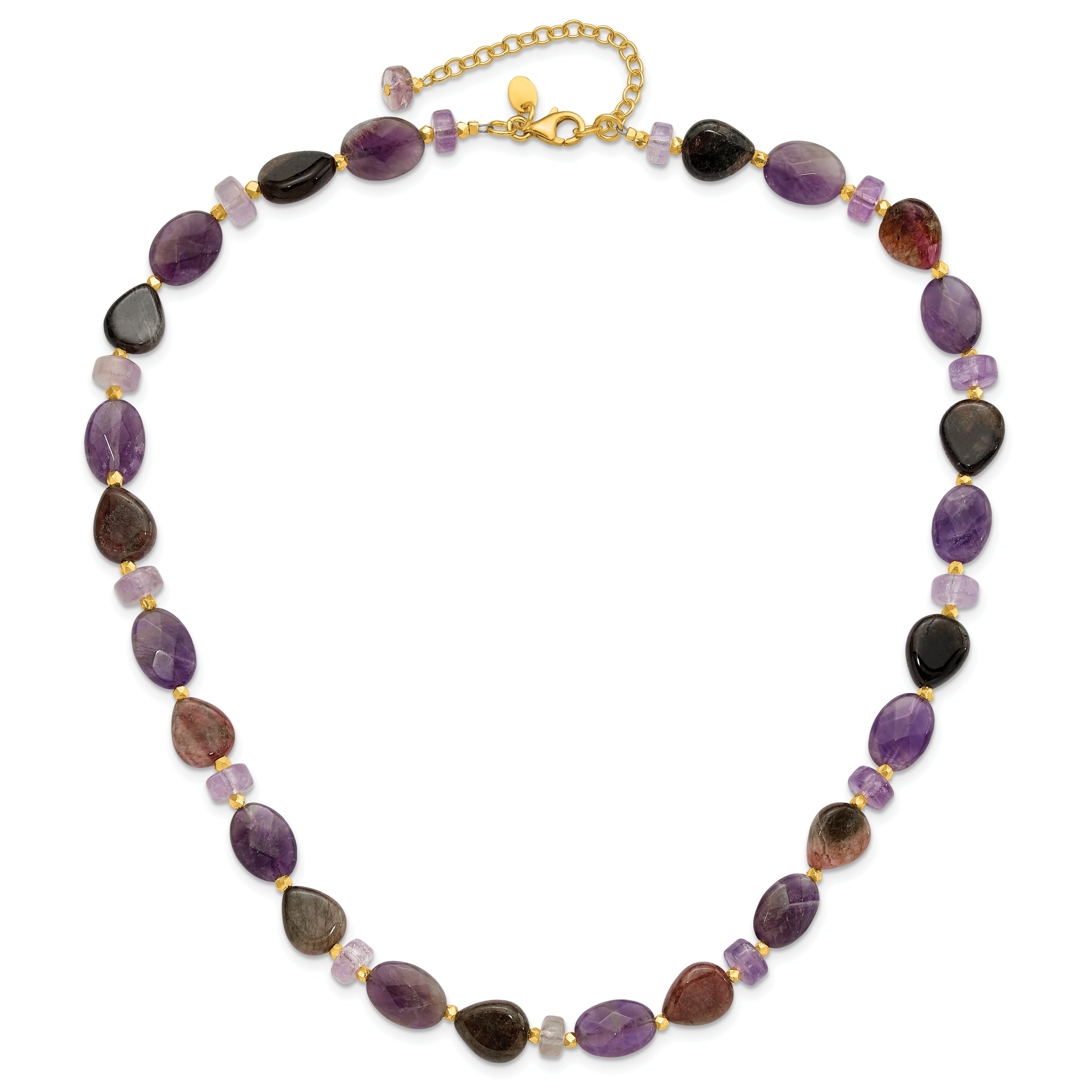 Sterling Silver Gold-plated Amethyst/Tourmaline 2in ext Necklace