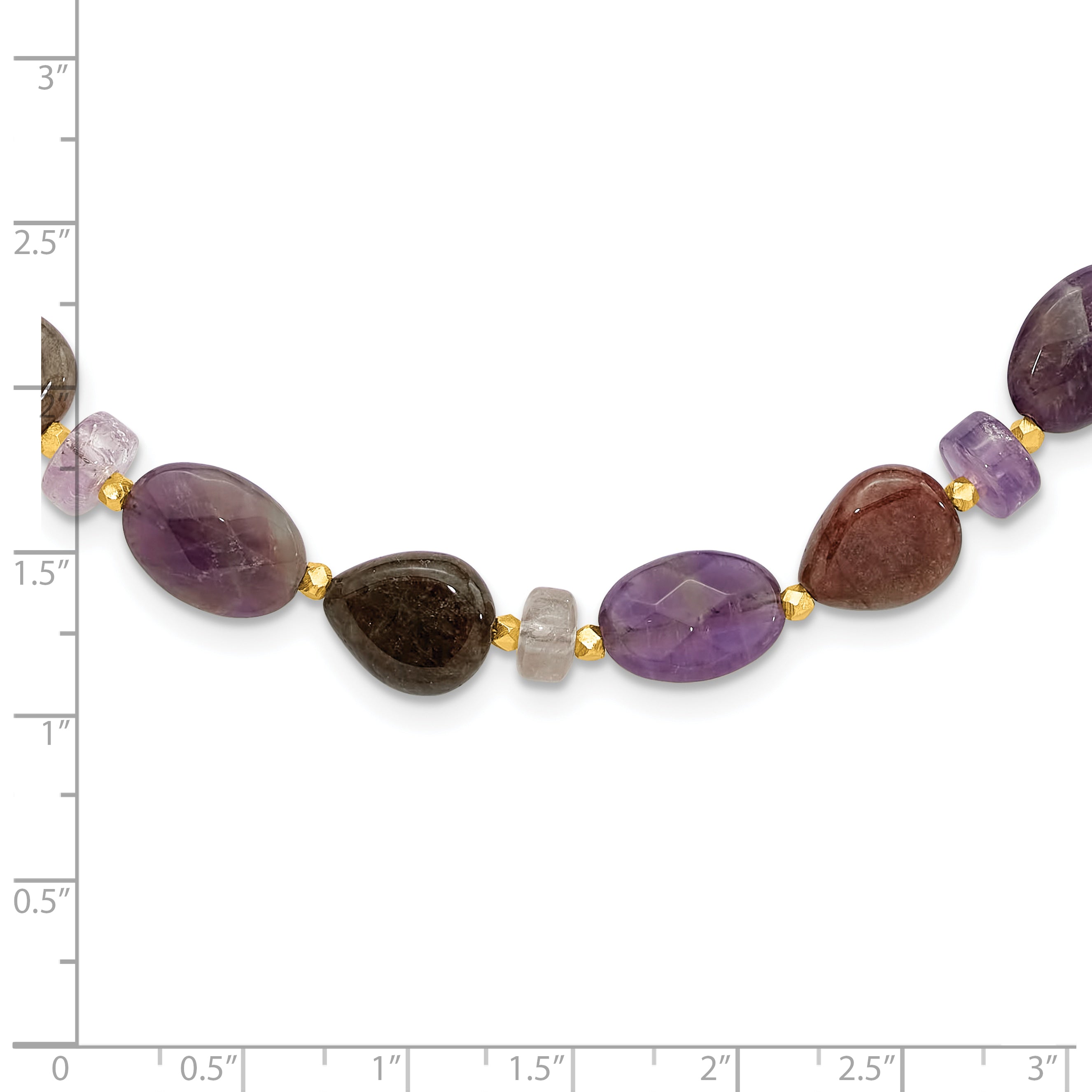 Sterling Silver Gold-plated Amethyst/Tourmaline 2in ext Necklace