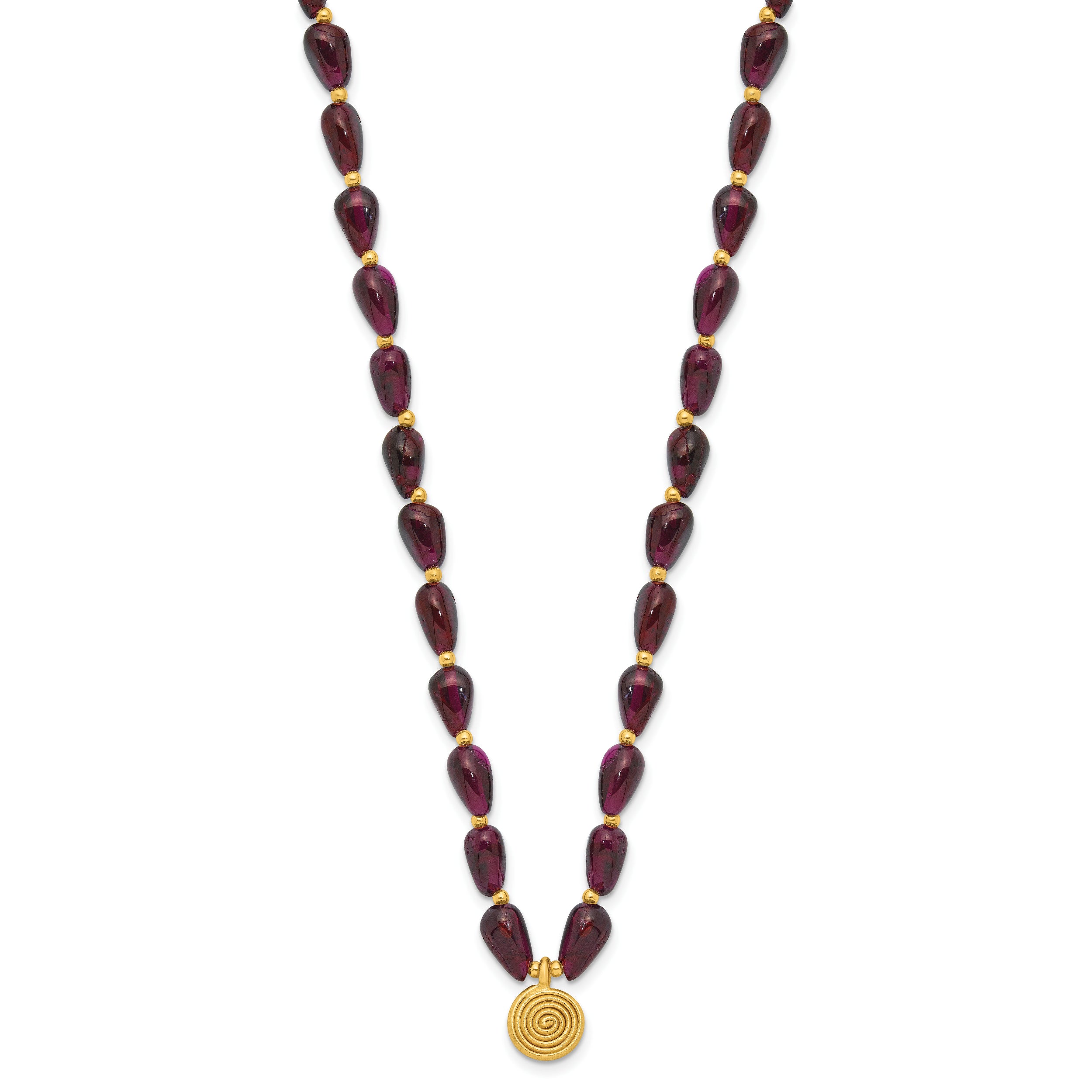 Sterling Silver Gold-plated Garnet 16in w/2in ext. Necklace