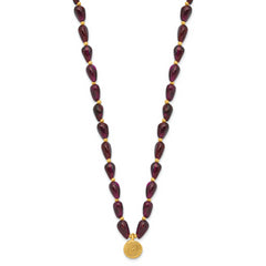 Sterling Silver Gold-plated Garnet 16in w/2in ext. Necklace