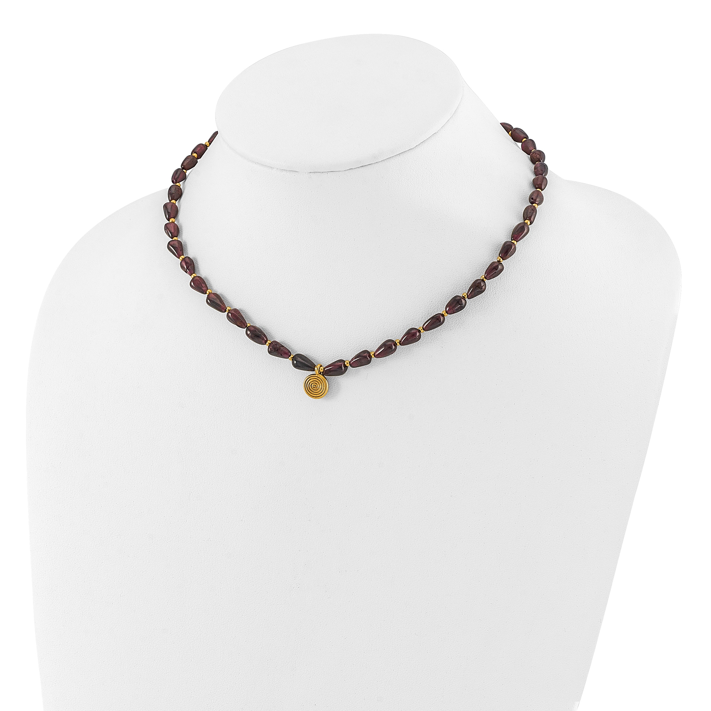 Sterling Silver Gold-plated Garnet 16in w/2in ext. Necklace