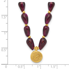 Sterling Silver Gold-plated Garnet 16in w/2in ext. Necklace