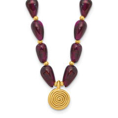 Sterling Silver Gold-plated Garnet 16in w/2in ext. Necklace