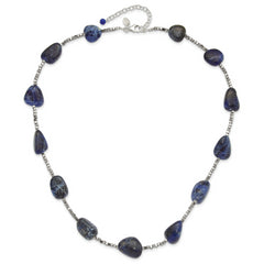 Sterling Silver Blue Quartz, Sodalite and Hematite 2in ext Necklace