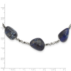 Sterling Silver Blue Quartz, Sodalite and Hematite 2in ext Necklace