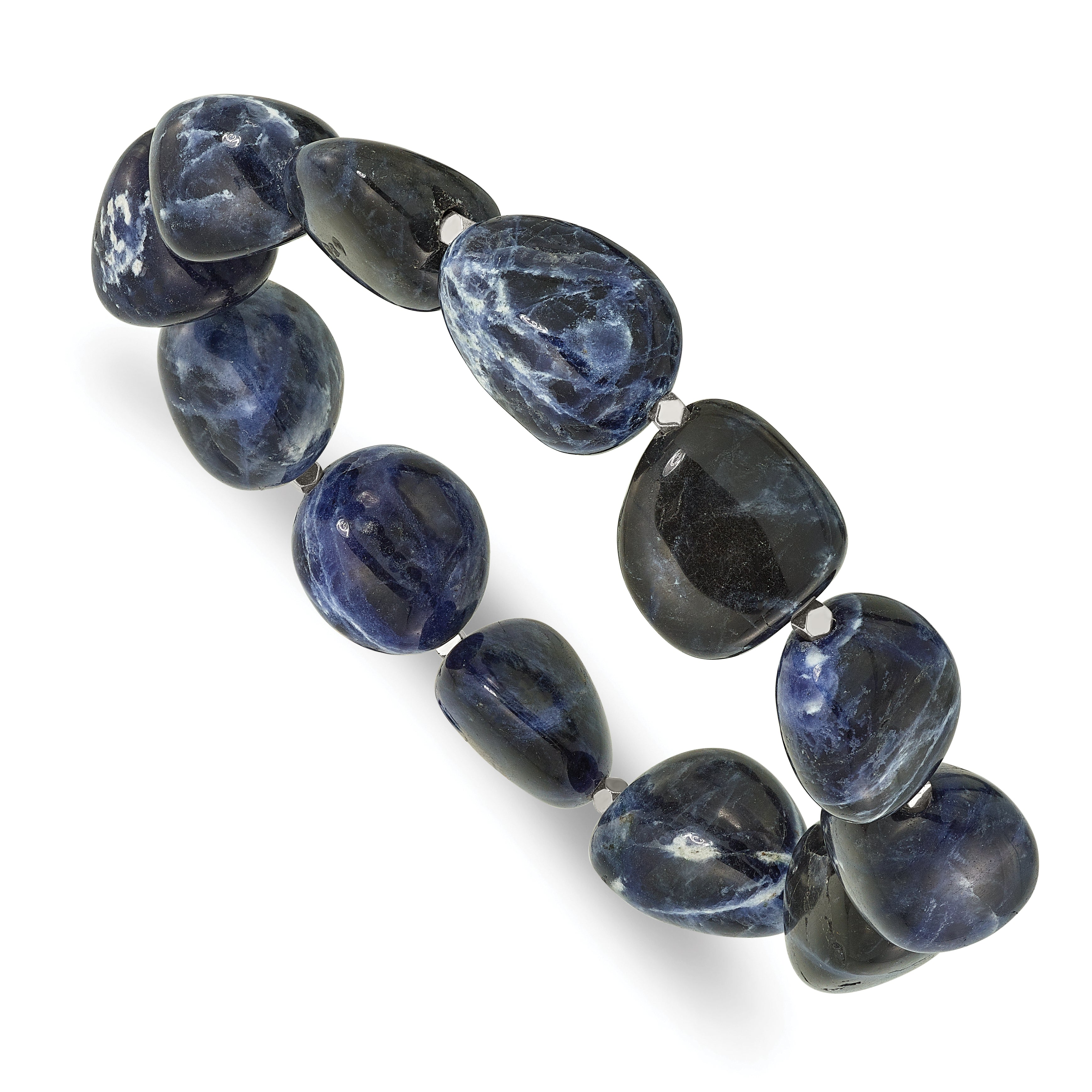 Sodalite and Hematite Beaded Stretch Bracelet