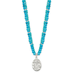 Sterling Silver Recon Magnesite, Indicolite Quartz 2in ext Necklace