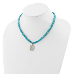 Sterling Silver Recon Magnesite, Indicolite Quartz 2in ext Necklace