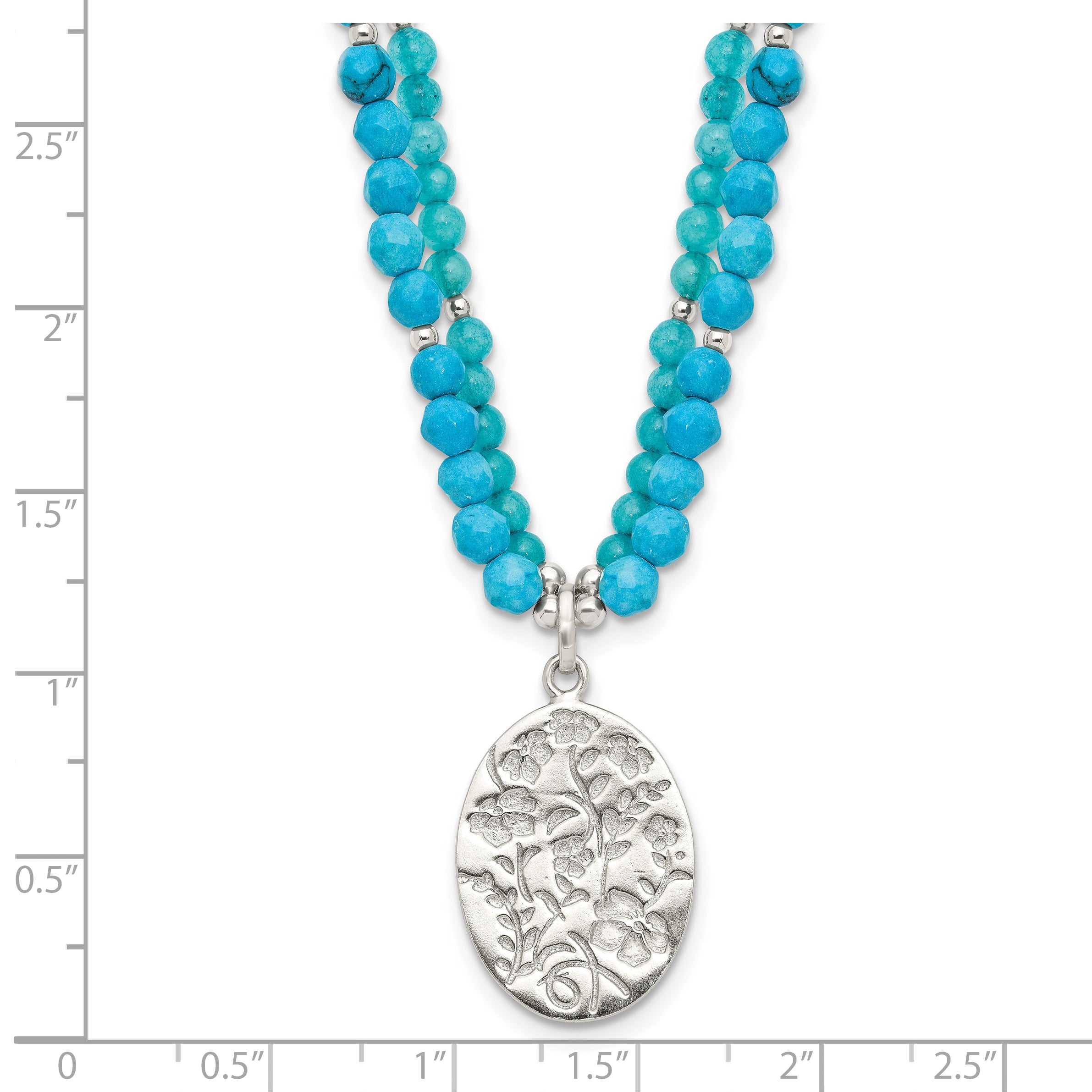 Sterling Silver Recon Magnesite, Indicolite Quartz 2in ext Necklace